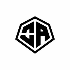 OA monogram logo with hexagon shape and line rounded style design template