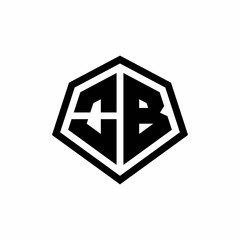 OB monogram logo with hexagon shape and line rounded style design template