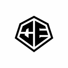 OE monogram logo with hexagon shape and line rounded style design template