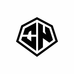 ON monogram logo with hexagon shape and line rounded style design template