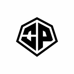 OP monogram logo with hexagon shape and line rounded style design template