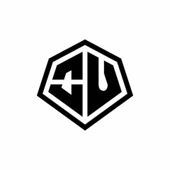 OU monogram logo with hexagon shape and line rounded style design template