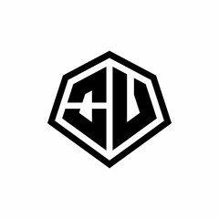 OV monogram logo with hexagon shape and line rounded style design template