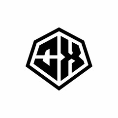 OX monogram logo with hexagon shape and line rounded style design template