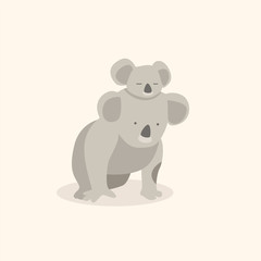 Obraz na płótnie Canvas Cute cartoon character koala. Print for baby shower party. Vector print of cute koala vector illustration.