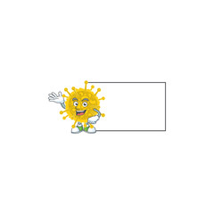 Coronavirus pandemic with board cartoon mascot design style