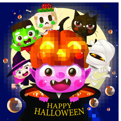 Halloween Kids Costume Group Party in night concept
