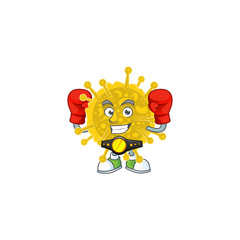 A sporty boxing of coronavirus pandemic mascot design style