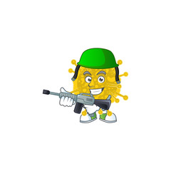 An elegant picture of coronavirus pandemic as an Army having machine gun