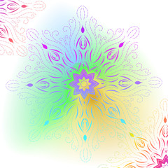Mandala on gradient background. Round Ornament Pattern. Indian. Arabic, Islam ornament, Buddhism culture symbol