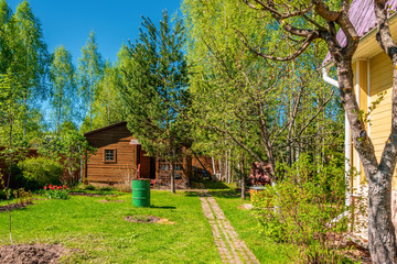 Naklejka premium Typical courtyard of country cottage in Russia