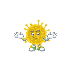 A picture of smirking coronavirus pandemic cartoon character design style