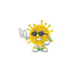 Cute coronavirus pandemic cartoon character design style with black glasses