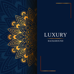 Luxury mandala background with golden blue color