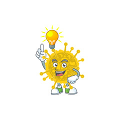 Coronavirus pandemic mascot character design with have an idea cute gesture