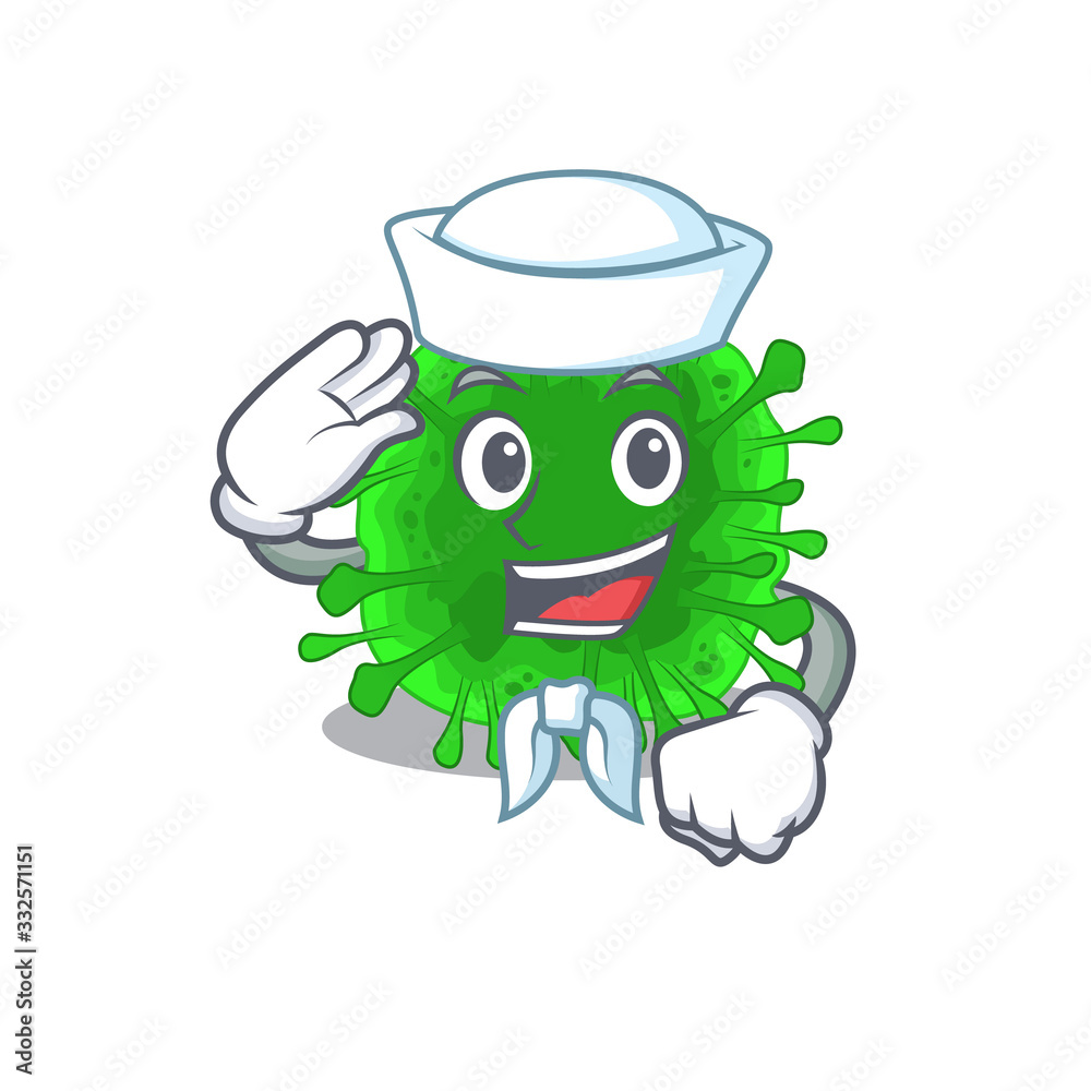 Wall mural Cute minunacovirus Sailor cartoon character wearing white hat