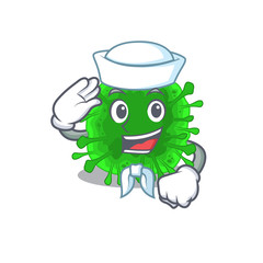 Cute minunacovirus Sailor cartoon character wearing white hat