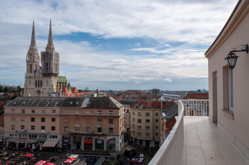 Zagreb cathedral taken from a penthouse