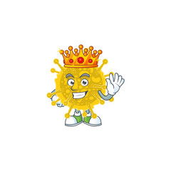 A Charismatic King of coronavirus pandemic cartoon character design