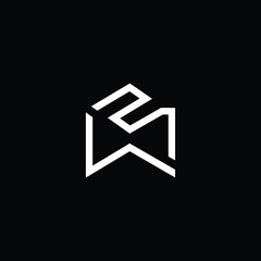 Minimal elegant monogram art logo. Outstanding professional trendy awesome artistic WZ ZW initial based Alphabet icon logo. Premium Business logo White color on black background