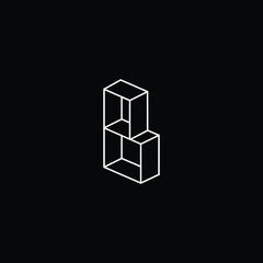 Obraz premium Minimal elegant monogram art logo. Outstanding professional trendy awesome artistic 3D B initial based Alphabet icon logo. Premium Business logo White color on black background