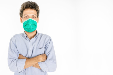 Smile and fighting the Coronavirus Covid-19 on white background