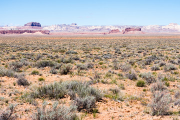 Red desert landscape along scenic highway 24 in Utah, USA