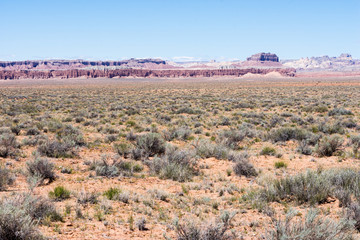 Red desert landscape along scenic highway 24 in Utah, USA