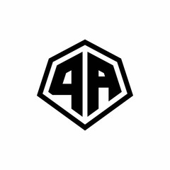 PA monogram logo with hexagon shape and line rounded style design template