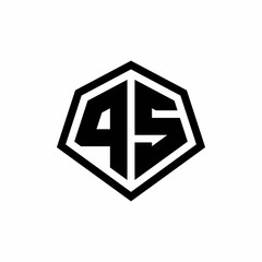 PS monogram logo with hexagon shape and line rounded style design template