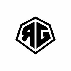 RG monogram logo with hexagon shape and line rounded style design template