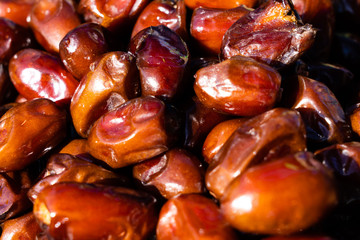 Dried dates ,macro shot , focus on a center.