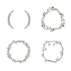 Set round floral frames. Vector illustration