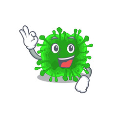 Minunacovirus cartoon character design style making an Okay gesture