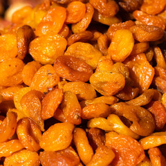 Dried apricots. Macro. Heap of dried apricots close-up.