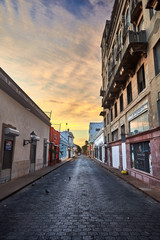 Street view of old town. Colonial Architecture Detail. Typical colonial style. Streets Of Santo Domingo,