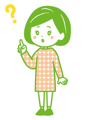 疑問点を見つけた女性　ポーズ　イラスト