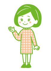 案内のポーズの女性　イラスト