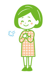 安心する女性　ポーズ　イラスト