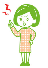 怒って意見を主張する女性　ポーズ　