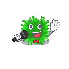 Cute minunacovirus sings a song with a microphone