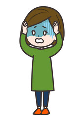 Obraz premium ショックを受ける女性 ポーズ イラスト