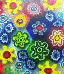 Italy Heritage Millefiori Italian Murano Mosaic Beads Glass Making Mille Fiori Thousand Flowers Colorful Collage Glassware Crafts Photoshop Filter Effects 