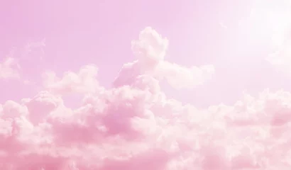 Deurstickers roze lucht en wolken achtergrond © squallice