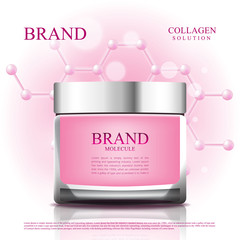 Cosmetic jar to reduce aging with molecule and 3d packging