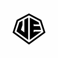 VE monogram logo with hexagon shape and line rounded style design template