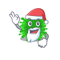 Minunacovirus in Santa cartoon character design showing ok finger