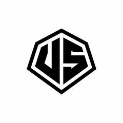VS monogram logo with hexagon shape and line rounded style design template