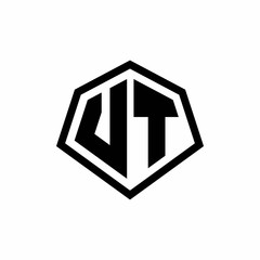 VT monogram logo with hexagon shape and line rounded style design template