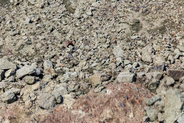 Close-up of a slag heap of iron ore quarry